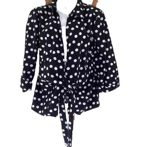 Christopher & Banks polka dot cotton blouse medium. 0211 - Picture 8 of 9